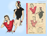 Hollywood 1633: 1940s Misses WWII Wrap & Tie Blouse 36 B Vintage Sewing Pattern