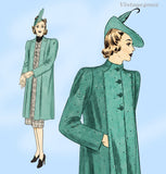 Hollywood Starlet 1700: 1930s Joan Blondell Coat Sz 42 B Vintage Sewing Pattern