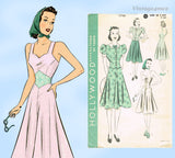Hollywood 1788: 1930s Stylish Misses Sun Dress Sz 36 B Vintage Sewing Pattern