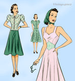 Hollywood 1788: 1930s Stylish Misses Sun Dress Sz 36 B Vintage Sewing Pattern