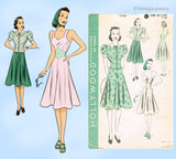 Hollywood 1788: 1930s Stylish Misses Sun Dress Sz 36 B Vintage Sewing Pattern