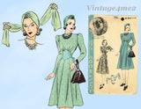 Hollywood Starlet 1944: 1930s Rare Misses Dress & Turban 42B Vintage Sewing Pattern