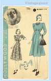 Hollywood Starlet 1944: 1930s Rare Misses Dress & Turban 42B Vintage Sewing Pattern