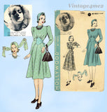 Hollywood Starlet 1944: 1930s Rare Misses Dress & Turban 42B Vintage Sewing Pattern