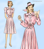 Hollywood Starlet 1970: 1930s Misses Street Dress Sz 30 B Vintage Sewing Pattern