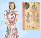 Hollywood Starlet 1970: 1930s Misses Street Dress Sz 30 B Vintage Sewing Pattern