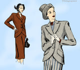 Hollywood 402: 1940s Gorgeous Misses New Look Suit 34 B Vintage Sewing Pattern
