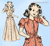 Hollywood 440: 1940s WWII Teen Girls Housecoat Sz 12 Vintage Sewing Pattern