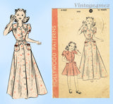 Hollywood 440: 1940s WWII Teen Girls Housecoat Sz 12 Vintage Sewing Pattern