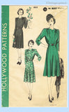 Hollywood 803: 1940s Plus Size Womens Dinner Dress 44 B Vintage Sewing Pattern