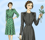 Hollywood 803: 1940s Plus Size Womens Dinner Dress 44 B Vintage Sewing Pattern