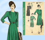 Hollywood 803: 1940s Plus Size Womens Dinner Dress 44 B Vintage Sewing Pattern