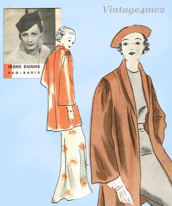 Hollywood Starlet 959: 1930s Chic Uncut Plus Size Coat 42 Bust Vintage Sewing Pattern