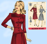 Hollywood 999: 1940s Darling Misses WWII Dress Sz 38 B Vintage Sewing Pattern