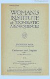 1921 Woman's Institute Underwear and Lingerie Part 2 Sewing Course Book No. 10B