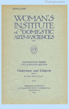 1921 Woman's Institute Underwear and Lingerie Part 3 Sewing Course Book No. 10C