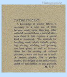 1923 Woman's Institute Woolen Materials & Tailored Plackets Course Book 12