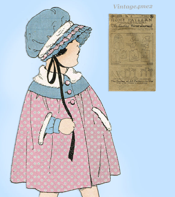 Ladies Home Journal 2205: 1920s Toddler Girls Cape Sz 8 Vintage Sewing Pattern