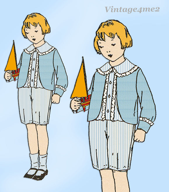 Ladies Home Journal 2566: 1920s Uncut Toddler Boys Suit Sz 6 VTG Sewing Pattern