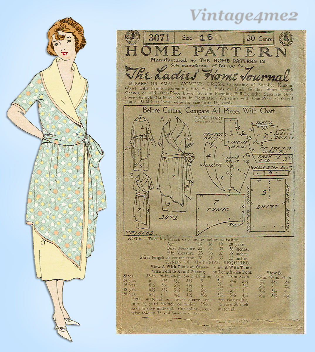 Ladies Home Journal 3071: 1920s Uncut Dress 34B Vintage Sewing Pattern ...