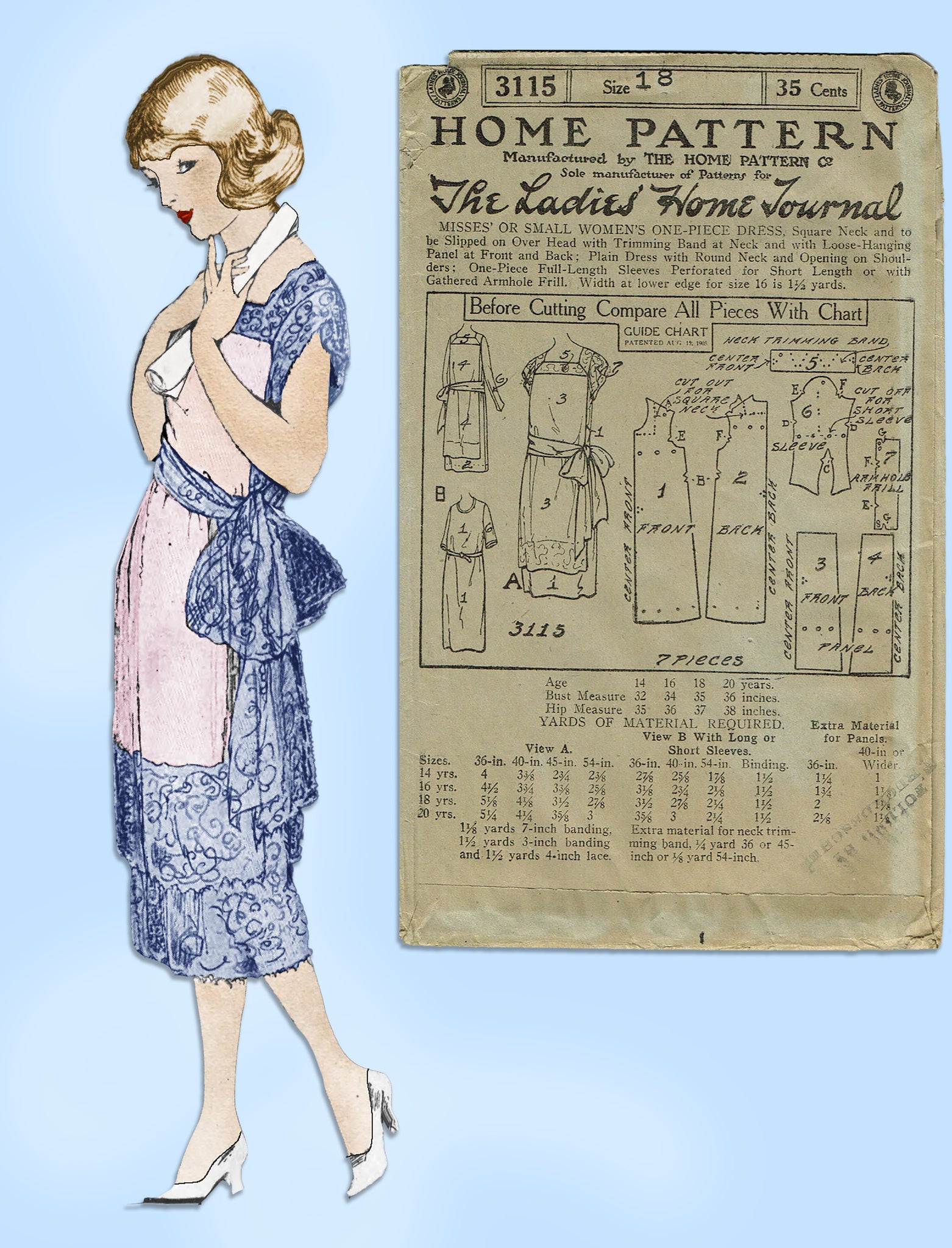 Ladies Home Journal 3115: 1920s Uncut Misses Evening Dress Sewing Patt Vintage4me2 Ladies Home Journal 3115: 1920s Uncut Misses Evening Dress Sewing Patt Vintage4me2