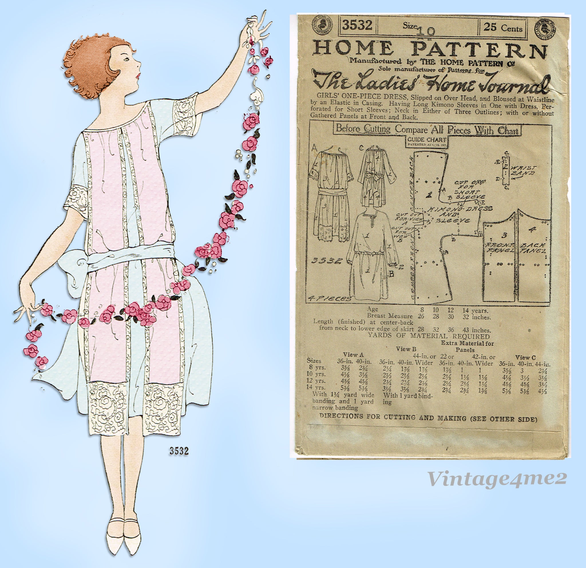Ladies Home Journal 3532: 1920s Uncut Girls Party Dress