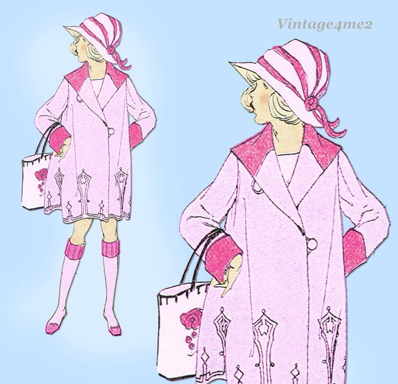 Ladies Home Journal 3552: 1920s Uncut Girls Dressy Coat Sz6 Vintage Sewing Pattern