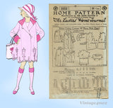 Ladies Home Journal 3552: 1920s Uncut Girls Dressy Coat Sz6 Vintage Sewing Pattern