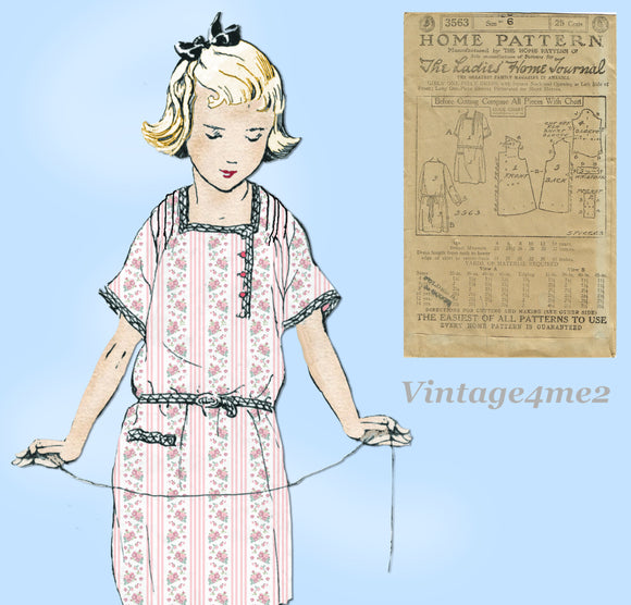 Ladies Home Journal 3563: 1920s Uncut Toddler Dress Sz 6 VTG Sewing Pattern