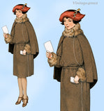 Original October 1922 Ladies' Home Journal Pattern No. 3687 - Girls' Coat with Back Cape