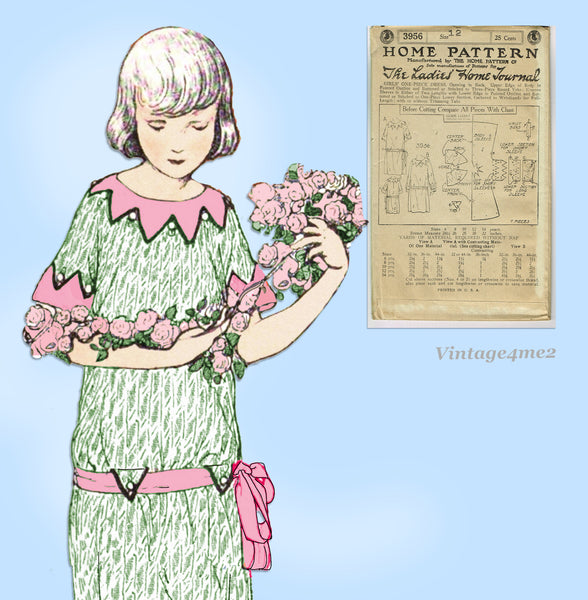 Ladies Home Journal 3956: 1920s Uncut Girls Dress Sz12 Vintage Sewing Pattern