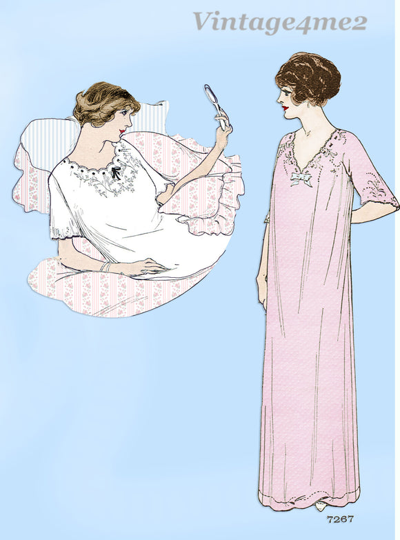 Ladies Home Journal 7267: 1910s Rare Misses Nightgown Sz 36 Bust Sewing Pattern