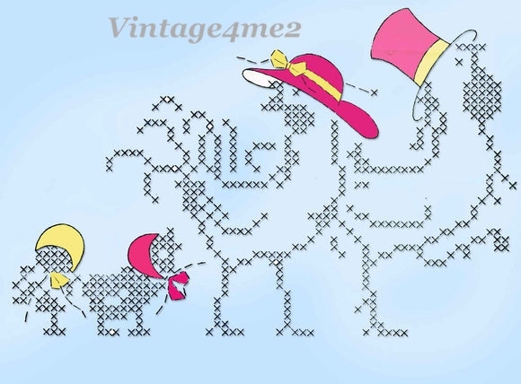 1940s Vintage Laura Wheeler Embroidery Transfer 1010 Uncut Cross Stitch Chicken Tea Towels