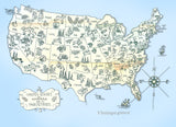 1940s Vintage Laura Wheeler Embroidery Transfer 2898 Uncut USA Wall Map America