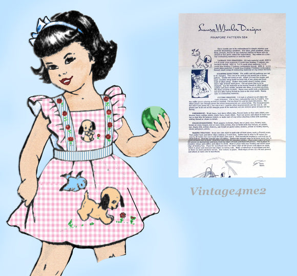 Mail Order 524: 1950s Puppy Pinafore Vintage Sewing Pattern Sz, 2,4, 6 Uncut