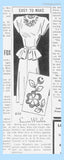 1940s Vintage Laura Wheeler Sewing Pattern 830 Misses Embroidered Peplum Dress Sz 30 Bust