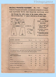 McCall 1135: 1940s Misses WWII Wrap Around Apron Sz 30 B Vintage Sewing Pattern
