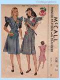 McCall 1135: 1940s Misses WWII Wrap Around Apron Sz 30 B Vintage Sewing Pattern