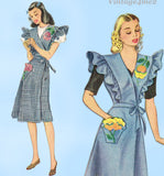 McCall 1135: 1940s Misses WWII Wrap Around Apron Sz 30 B Vintage Sewing Pattern