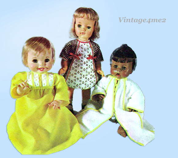 1960s Vintage McCalls Sewing Pattern 2124 Cute 12 to 16 Inch Baby Doll Clothes