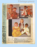 1960s Vintage McCalls Sewing Pattern 2124 Cute 12 to 16 Inch Baby Doll Clothes