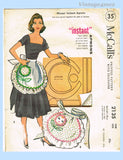 1950s Vintage McCalls Sewing Pattern 2135 Uncut Flower Face Apron Fits All