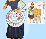 1950s Vintage McCalls Sewing Pattern 2135 Uncut Flower Face Apron Fits All