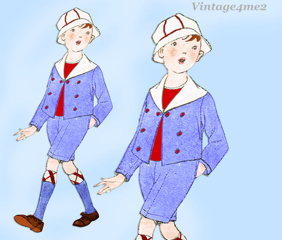 1920s Vintage McCall Pattern 2138 Cute Uncut Toddler Boys Sailor Suit Sz 4