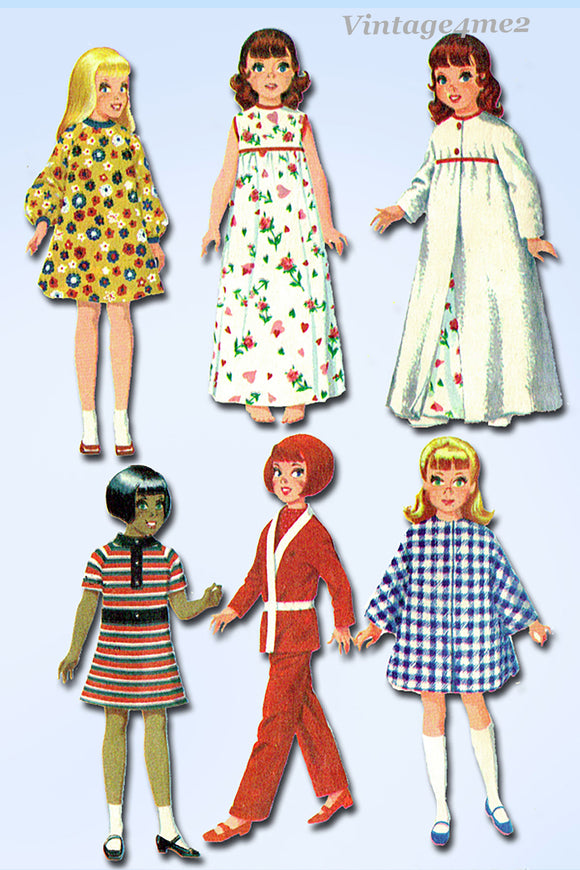 1960s Vintage McCalls Sewing Pattern 2182 Uncut Small 14-17inch Miss Ginny Doll Clothes