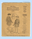1910s Vintage McCall Sewing Pattern 2303 Uncut Little Boys MacKinaw Coat Size 8