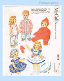 1960s Vintage McCalls Sewing Pattern 2412 15 to 17 In Toddler Girl Doll Clothes