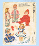 1960s Vintage McCalls Pattern 2412 Cute Betsy Wetsy 23-25 In Baby Doll Clothes
