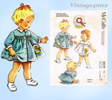 1960s Vintage McCalls Sewing Pattern 2419 Cute Helen Lee Baby Bloomer Dress Sz 1