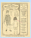 1920s Vintage McCall Sewing Pattern 3253 Sweet Toddler Boys Suit & Vestee Size 6